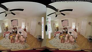 Naughty America -yliopiston tytöt Emma Starletto, Kylie Rocket ja Lily Larimar jakavat ison kovan kyrvän asuntolahuoneessa