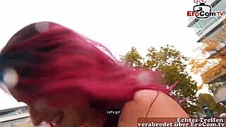 Deutsche rødhårete tenåring 18+ hore møtt og knullet under dating på Berliner Straße i offentlig knulling