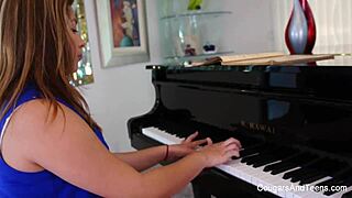 Brunette Fucks Her Teacher Hard on Bed