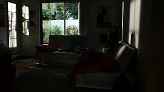 The teen babe licks dick and gets banged hard in the group