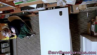 hot blonde feels caught with small tits