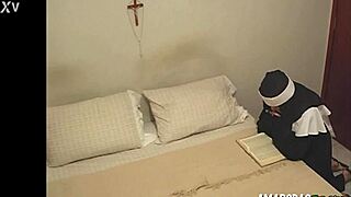 hidden camera catches blonde teen nun masturbating her pussy