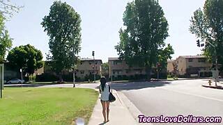 Real amateur teen rides cock outdoors.