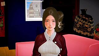 Brunette Teen Plays Homemade Family Game With Big Tits