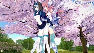 Garie T�m�n, Maria Cadenzavna Eve, and Micha Jawk�n in wild futanari sex from Symphogear hentai. Intense 3D cartoon action with teen lesbians.
