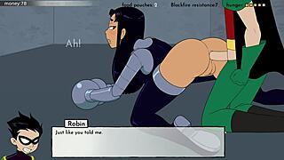 In 18titans part 25, Jinx and Blackfire engage in detailed funtime scenes with black characters in hentai style.