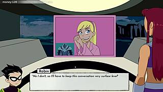 teen hentai game 18titans part 5 shows starfire getting banged