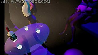 淫乱なアジア人学生がクラブで巨乳で誘惑、3Dアニメ