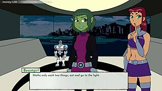 teen hentai game 18titans part 5 shows starfire getting banged