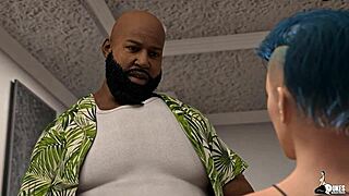 After mom leaves, emo girl lures stepdad with big black cock for seduction