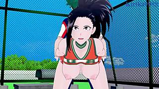 himiko toga, momo yaoyorozu, and izuku midoriya in my hero academia scene