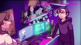 Stepson’s huge boner surprises in cartoon hentai scene