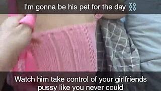 Real cheating girlfriend turned pet cumslut on snapchat!