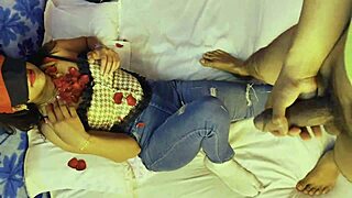 Indian Coed's First College Adventure with Dirty Talk and Friends