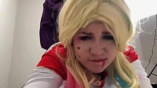 Beautiful Harlequin whore receives blowjob and orgasm