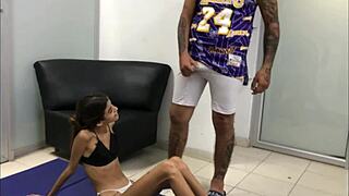 Latina Stepsis Caught Exercising, I Couldn't Resist Touching Her Big Natural Tits, Full Story