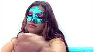 Brunette Student Teases with Sexy Breast Touch Before Exams!