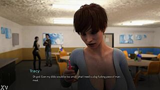 Tracy slides tip into bound pussy in college walkthrough scene