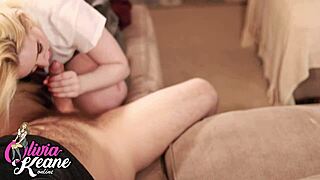 Blonde Student Betrays Friend with Teasing Curves