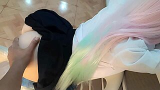 This big ass college girl rocks doggy style in hot POV cosplay