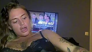 Slutty Goth with Huge Tits Fingers Herself Hard After College