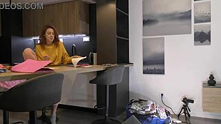 Redhead college girl tries fashion haul, ends up in porn casting