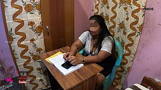 indian student, you fucked that milf teacher on the desk, didn't you? horny teacher facefucked