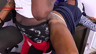 horny teacher in hijab begs black student for hard cock on desk during school