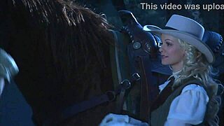 Brooke Ballentyne fucks a hired ranch hand by the fireside outdoors hard!