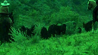 Brooke Ballentyne fucks a hired ranch hand by the fireside outdoors hard!