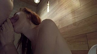 Boss's daughter moans deeply while giving intense deepthroat blowjob to cum