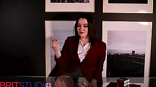 Teen student in stockings gives feet JOI instructions