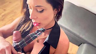 Brunette Student Slut Shows Teacher Her Wet Shaved Pussy in Hardcore Lesson