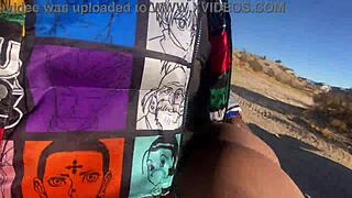 Petite ebony girl feels intense pleasure in quick doggystyle fuck before class.