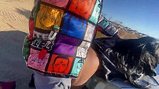 Petite ebony girl feels intense pleasure in quick doggystyle fuck before class.