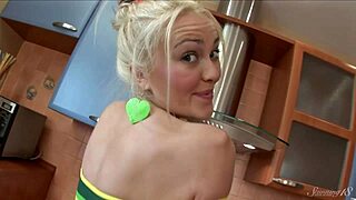 Teen Blonde Aina M Fucked Hard in Kitchen with Wet Pussy