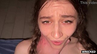 Cute teen turns wild whore in quick bedroom romp