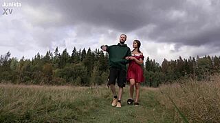 Damn! Village girl moans loud as guy nails her in the countryside!