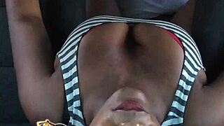 ebony milf strips for hardcore car banging