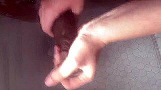 Horny college white girl kneels for huge BBC in steamy shower worship