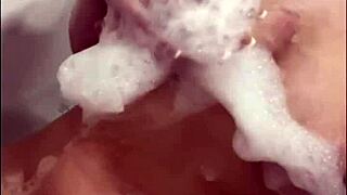 british girl bathes solo in shower pov