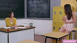 Man, this lesbian teacher rubs her student's pussy hard! 🔥