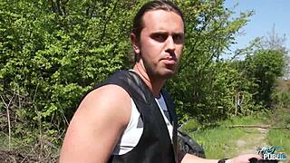 Shy Brunette Enjoys Wild Outdoor Fuck On Motorcycle