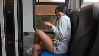 she sucks me off on the public bus, then we bang at a hotel