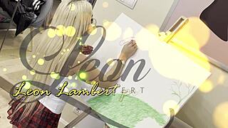 Petite college art student teases big dick guy slow. Her tight pussy edges him hard!