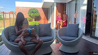 Two Couples Fucking At Pool Party