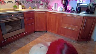 the redhead teen casually sucks the fat old dude's dick in pov