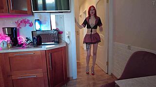 the redhead teen casually sucks the fat old dude's dick in pov