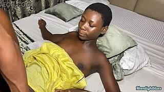 Horny student fucks security's big cock!