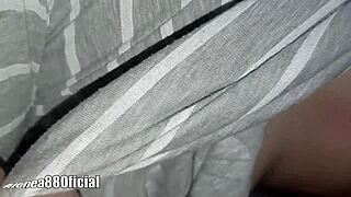 At night, my stepsister spreads for dildo play on her pussy